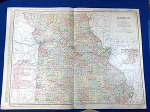 1906 Farbkarte Missouri 28x 20,5" Eisenbahnschlüssel, Adams Express Wells, Fargo & Co - Bild 1 von 14
