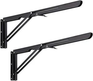 2 piezas soportes de estante plegables resistentes de 20" - metal de alta resistencia, montados en la pared, negros - Imagen 1 de 5