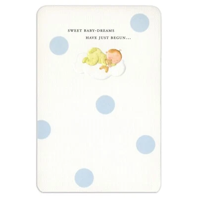 Linda tarjeta NUEVA BEBÉ NIÑO, oso de peluche niño dormido por American Greetings + sobre Foto 1 de 4