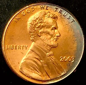 2003-P - LINCOLN MEMORIAL BACK CENT - AU BU - LIGHTLY TONED COIN - Picture 1 of 2