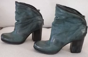 A.S.98 Stiefeletten Stiefel Biker Boots grün schwarz Leder Gr. 39 6 NEU NP 240€ - Picture 1 of 24