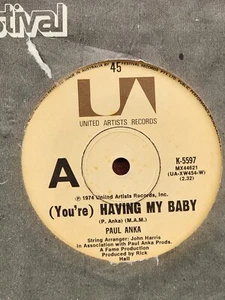 Paul Anka "(You're) Having My Baby" 1974 UNITED ARTISTS Oz 7" 45rpm - Picture 1 of 2