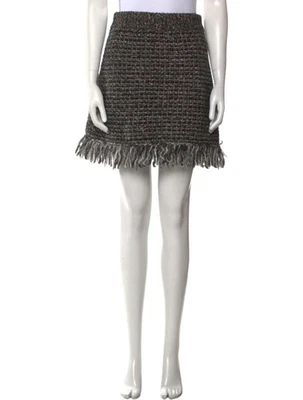 Gucci Gris Otoño-Invierno Lana Mini Falda Flecos Dobladillo Talla S Auténtica Foto 1 de 4