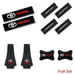 10er Set Auto Kopfstütze Nackenkissen + Gurtpolster Bezug für Toyota - Schwarz Rot - Bild 1 von 8