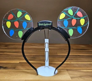 Disney Mickey Ears Headband Christmas Lights Holiday Light Up Happy Holidays - Picture 1 of 6