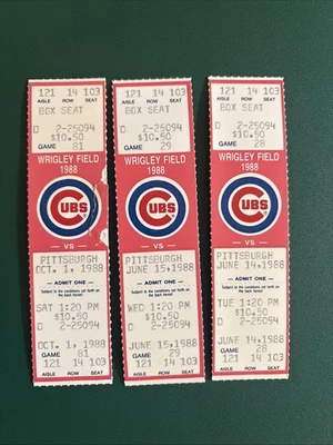 Lote de talones de boletos de Barry Bonds 1988 Piratas Cachorros Sandberg Dawson Dunston Palmeiro Foto 1 de 3