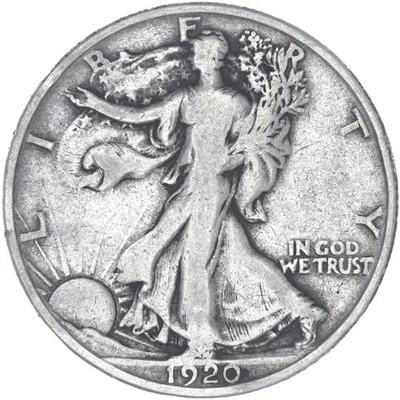 1920 (P) Walking Liberty Half Dollar Fine 90% Silver See Pics J810 - Image 1 of 3