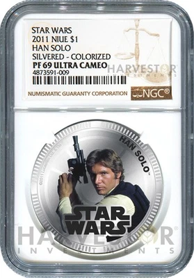 2011 STAR WARS: HAN SOLO - SILVER CLAD COIN - NGC PF69 ULTRA CAMEO - Image 1 of 2