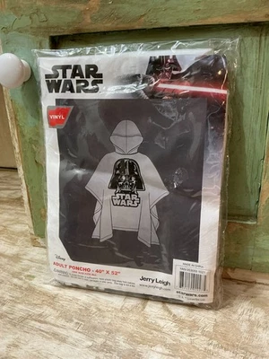 Poncho de lluvia de vinilo para adultos Star Wars Darth Vader 40"x52" Jerry Leigh nuevo en paquete Disney Foto 1 de 4
