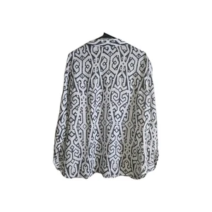 J Jill Love Linen Geometric Print 100% Linen Button Up Blouse Size Medium - Picture 1 of 7