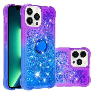 Quicksand Case Ring Holder Glitter Shockproof Back Cover Stand For Various Phone - Image 1 of 4