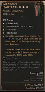 Balazan's Maxtlatl Pants 3GA 135% Spiritborn Geistgeborener Season 9 S9 SC D4 PS - Picture 1 of 1