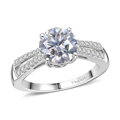 STUNNING!! 2.20ctw Moissanite Bow Ring Rhodium Plate Sterling Silver Size 9 - Image 1 of 4