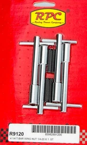 RPC #R9120 VALVE COVER T-BARS WING NUT WITH 1/4" THREAD CHROME STEEL 4" TALL - Picture 1 of 1