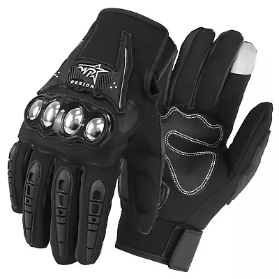 Winter Motorcycle Gloves Touchscreen Full Finger Fleece Lined Warm Riding Gloves - Image 1 of 4