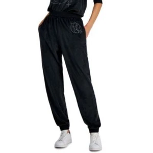 Grayson Threads: The Label Junior High Rise Velour Jogginghose in Schwarz, Größe L - Bild 1 von 3