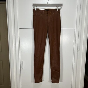 Pantalone 7 For All Mankind marrone vita alta super skinny rivestito slim illusione 27 - Foto 1 di 13