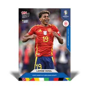 2024 Topps Now #65 UEFA Euro Lamine Yamal Spain Most Assists ROOKIE - Picture 1 of 2