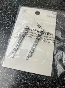 M&S THE PLATINUM PLATED CUBIC ZIRCONIA DROP STUD EARINGS NEW RRP £12.50 X - Picture 1 of 3