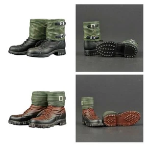 2-pair 1:6 Scale German Soldier Lace Up Boot for 12inch Action Figures Dolls - Picture 1 of 12