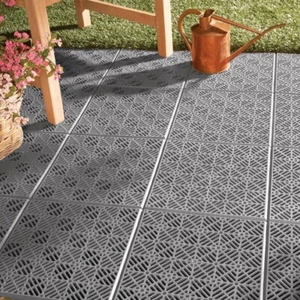 6 Pc Grey Colored Heavy Duty Interlocking Patio Tile Flooring - Picture 1 of 2