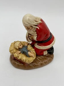 VTG Christmas Fontanini STYLE Chalkware Santa Prays Kneeling Baby Jesus Nativity - Picture 1 of 9