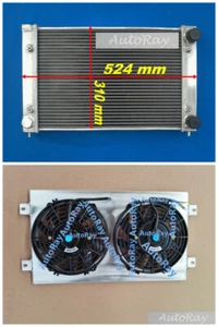 Aluminum Radiator + Shroud + Fans for VW GOLF GTI MK2 1.6 8V, 1.8 16V 1981-1992 - Picture 1 of 11