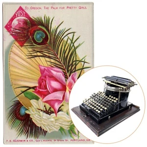 ORIGINAL Yost No.1 Typewriter Trade Card Antique Vtg Flower Ad Portland OR (b) - Picture 1 of 3