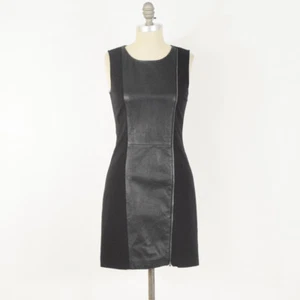 Vestido Theory 2 Mini funda sin mangas con cremallera expuesta panel de cuero negro - Imagen 1 de 6