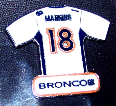 Denver Broncos Peyton Manning white jersey lapel hat pin NFL - Image 1 of 4