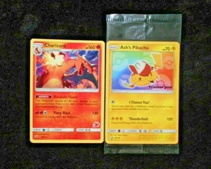 Lotto Carte Pokemon Ash's Pikachu Sigillate Promo SM108 Charizard Battle Academy 3/70 - Foto 1 di 2
