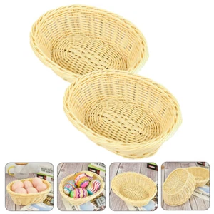 2 Pcs Braided Jewelry Basket Decoration Small Rattan Bread Container - Picture 1 of 12
