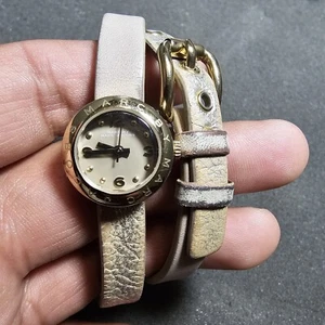 Marc By Marc Jacobs Ladies Quartz Watch Gold Tone Leather Wrap Bracelet Working  - Picture 1 of 9