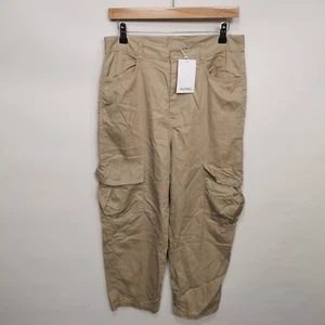 ~ MONKI 100% Cotton Cargo Trousers ~ Light Brown ~ Womens UK Size 14 ~ RRP £40 ~ - Picture 1 of 17