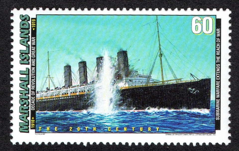 ISLAS MARSHALL, SCOTT #646-H MNH SUBMARINOS GUERRA, CUNARO LINER SS LUSITANIA Foto 1 de 1