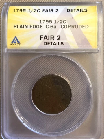 1795 1/2C BROWN LIBERTY CAP  HALF CENT  PLAIN EDGE C-6A (DETAILS CORRODED) Cover