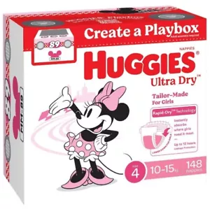 Huggies Girls' Ultra Dry Nappies Size 4 Toddler (10-15kg) 148 Nappies - Picture 1 of 1