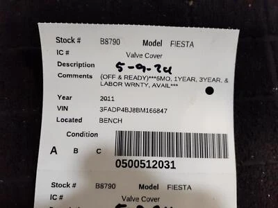 Used Engine Valve Cover fits: 2011 Ford Fiesta Valve Cover Grade A - Image 1 of 4