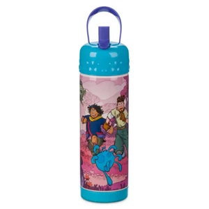Strange World - Botella de agua frasco de metal con pajita - rosa y azul nuevo - Imagen 1 de 12