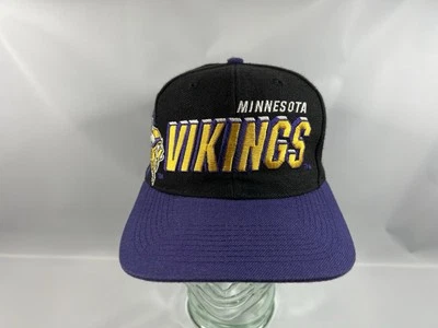 Gorra gorra vintage Minnesota Vikings deportes especialidades sombra negra con cierre a presión RARA Foto 1 de 4