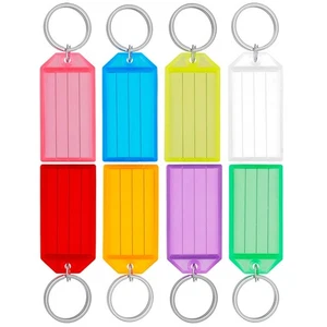 20 Pack Tough Plastic Key Tags with Split Ring Label Window Assorted Colors - Picture 1 of 8