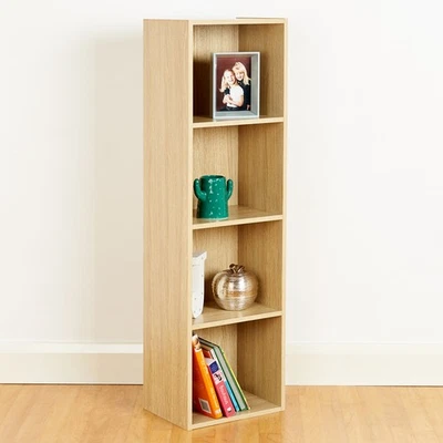 4 Tier Wooden Oak Cube Bookcase Storage Display Unit Modular Shelving Wood #665 - Image 1 of 4