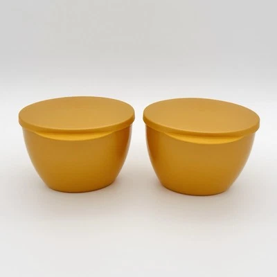 2 Tupperware Gold Toned Chip & Dip Side Hanging Cup Bowl For Snacks Salsa (4626) - Image 1 of 4