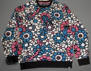 A-Lab Crewbie Sweater Blue, Pink, White Flower Bolts And Eyeballs Size XL Funky - Picture 1 of 9