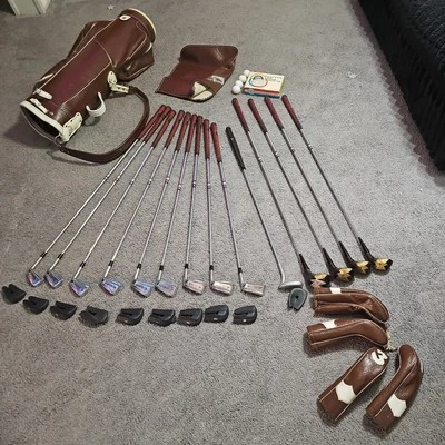 Bolsa de golf Ram de cuero marrón blanco vintage rara *Ver descripción* Foto 1 de 4