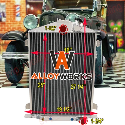 FITS 1932 32 FORD HI HIGH BOY STREET RAT ROD Model 18 B 4 ROW RADIATOR ALLOY Foto 1 de 4