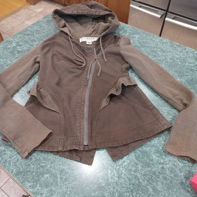 Chaqueta con Capucha Capa Subterránea Prairie Para Mujer S Algodón Orgánico Cáñamo Cremallera Volantes Foto 1 de 4