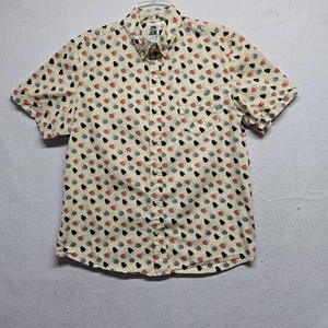 Kennington mens button down shirt tan all over geometric print size L - Picture 1 of 8