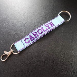 Carolyn Lanyard Key Strap Keychain Personalized Novelty Name Gift Blue Purple - Picture 1 of 5