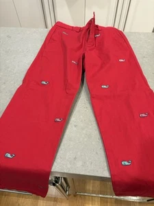 Vineyard Vines Whale Print Red Chino Pants Boys Size 14 - Picture 1 of 6